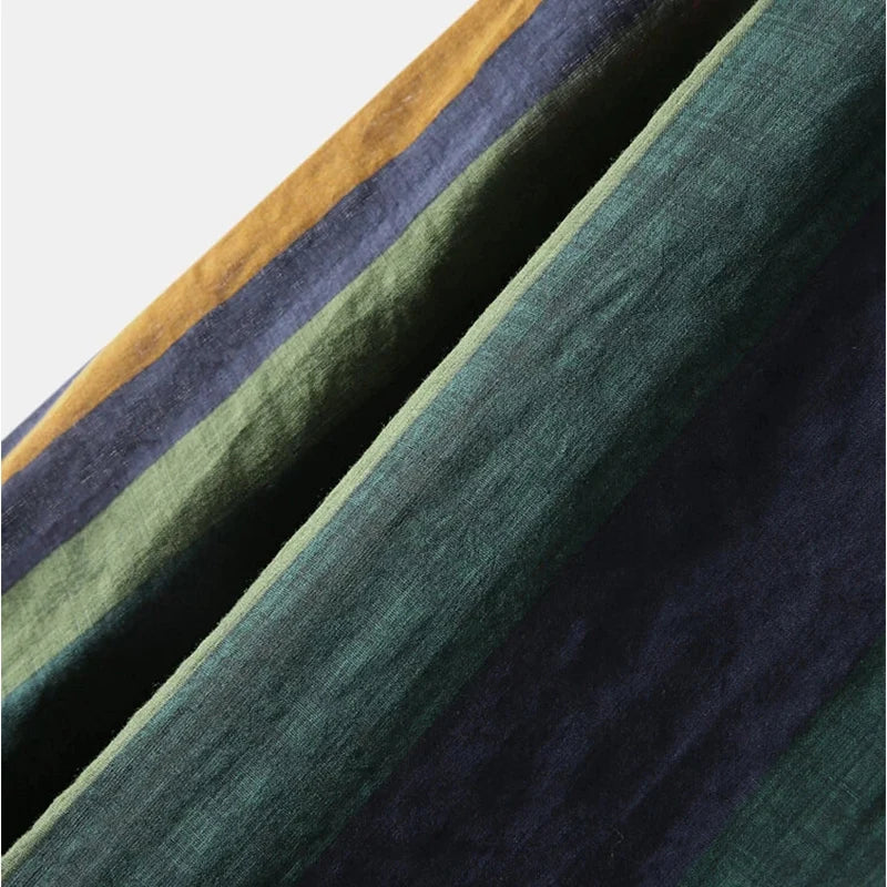 Men's Striped Cotton Shirt - Long Sleeve Turn Down Collar Casual Shirt