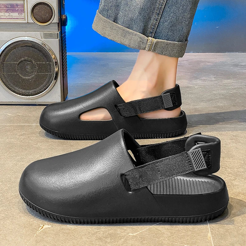 Men's Slippers Platform Outdoor Beach Sandals Clogs Quick Dry Non-Slip Indoor Home Slides Loafers