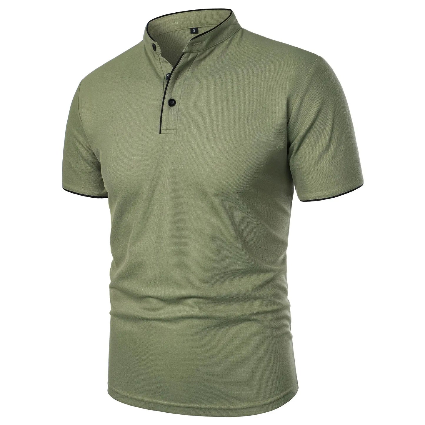 Men's Summer Short Sleeve Stand Collar Smart Casual Slim Fit Lightweight T-Shirt