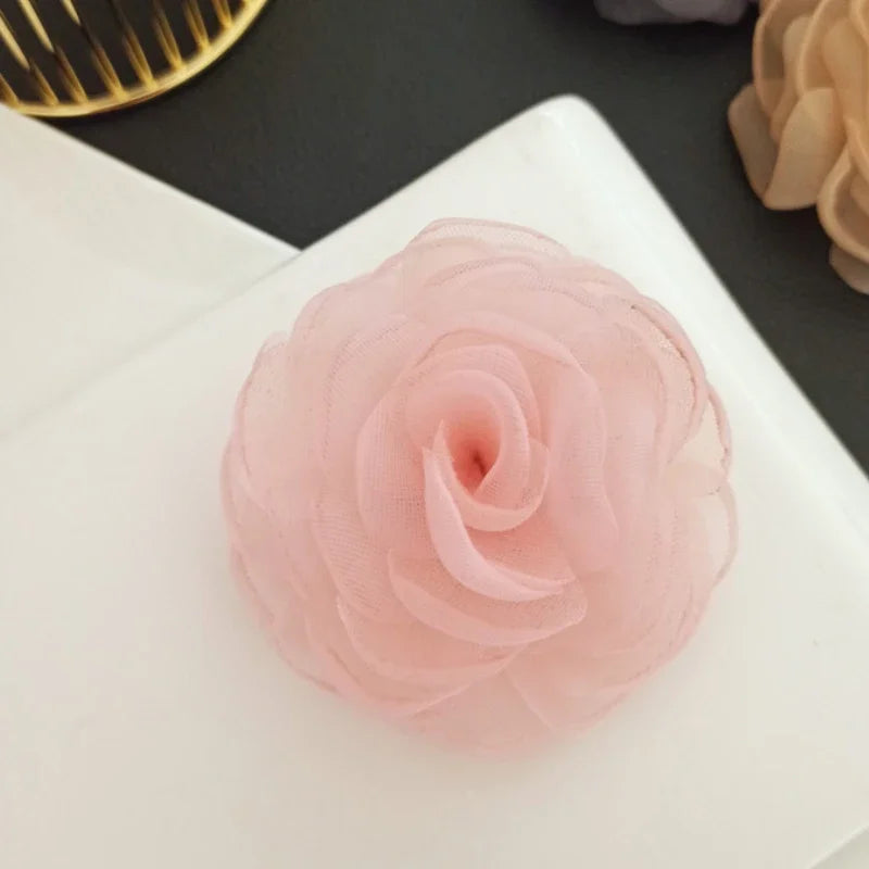 Elegant Fabric Silk Flower Brooch - Purple