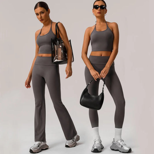 Women's Two Pieces Fitness Yoga Set Buttery Soft Gym Suit Breathable Quick Dry Running Sportswear Workout Sportswear
