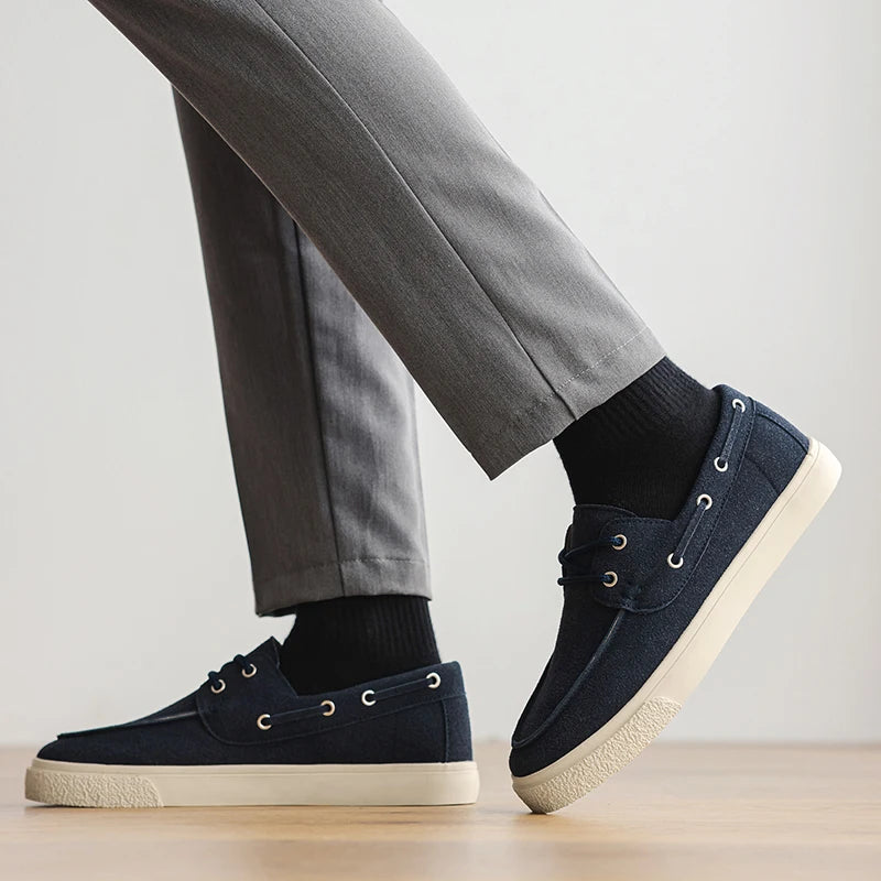 Slip-On Leather Sneakers - Men's Breathable Skateboard & Tennis Loafers