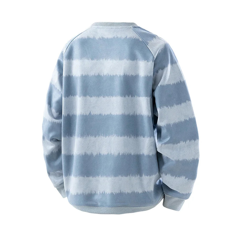 Men's Heavyweight Striped Sweatshirt - Vintage O-Neck Pullover for Spring Autumn