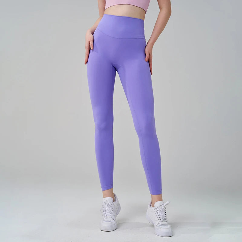 High Waist Nylon Yoga Leggings - Breathable Fitness Tights