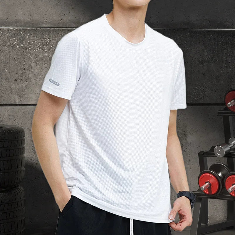 Men's Sports Gym Quick Dry Fit Workout Yoga  Breathable Short Sleeves T-Shirt