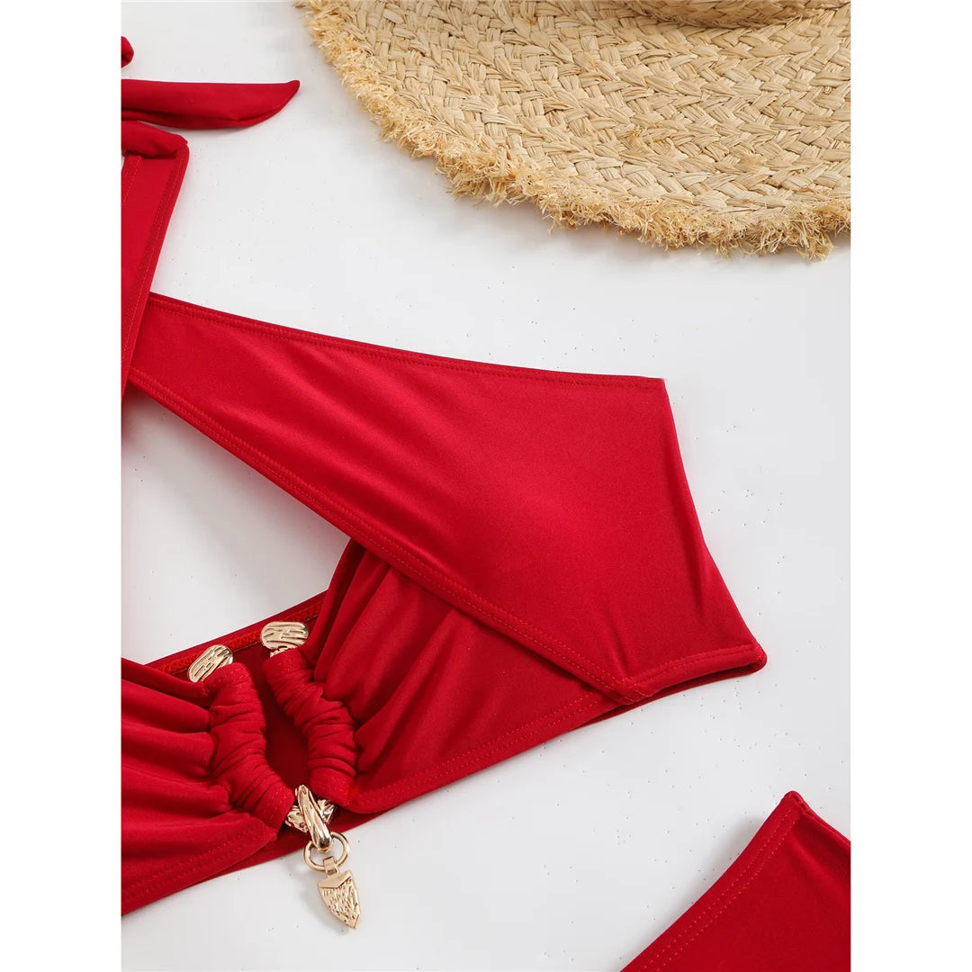 Women's Halter Cut Out High Waist Bikini Swimsuit Swimwear Two-pieces Bikini set