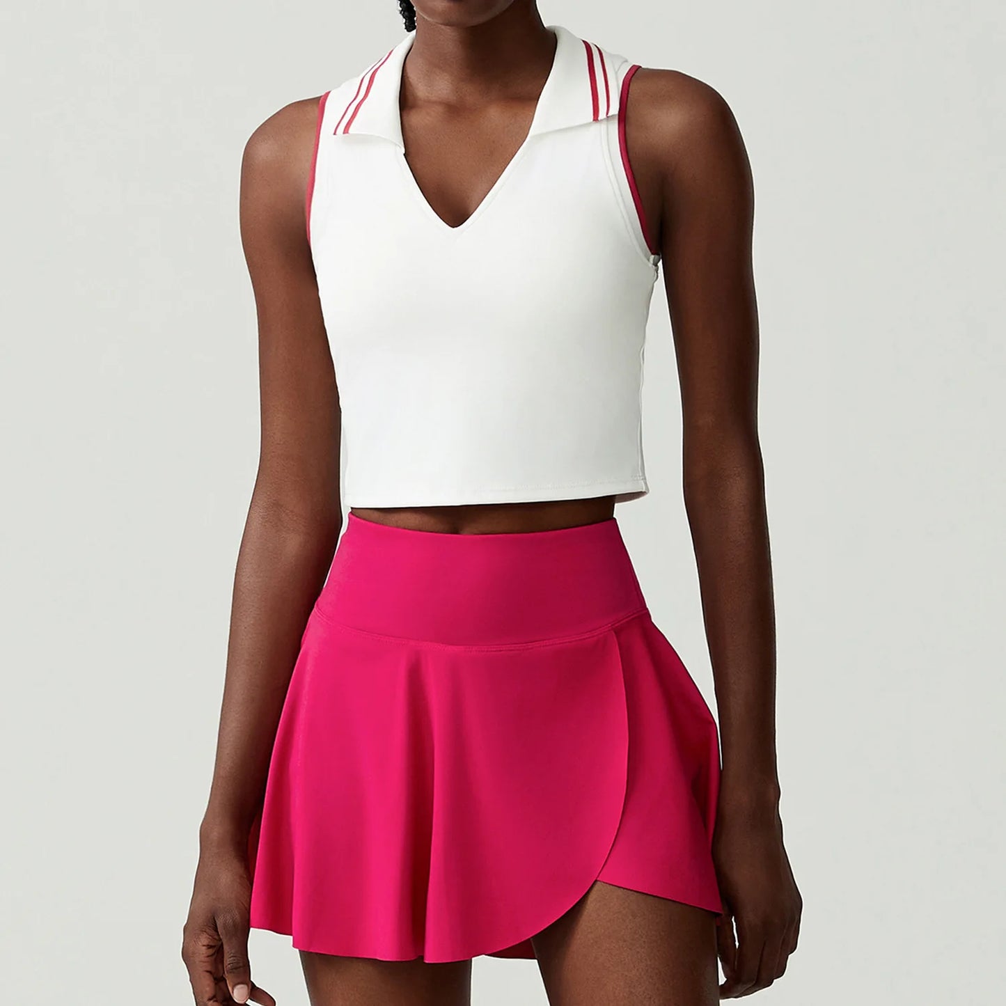 Women's Two-Piece Fitness Set with Pocket Tennis Skirt - Complete Workout Outfit