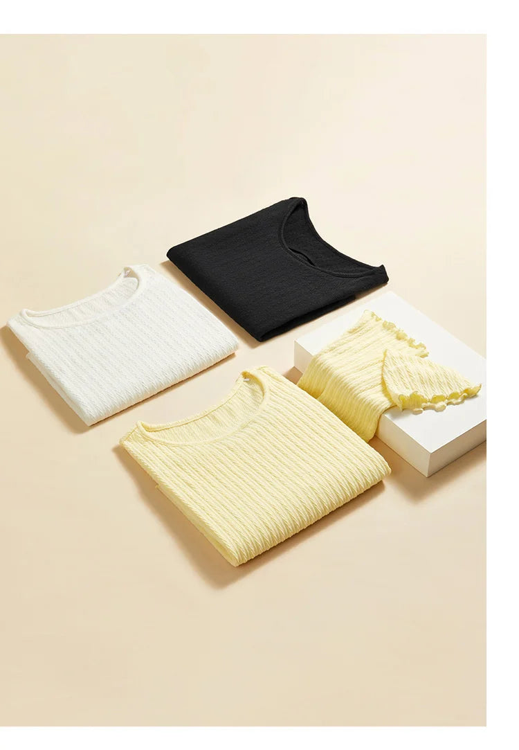 Hollow Out Base Layer Top - Slim Fit Lettuce Trim Undershirt