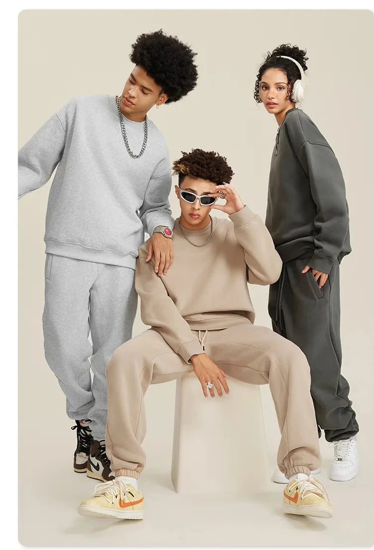 Unisex Round Neck Oversized Sweatshirt and Joggers Set