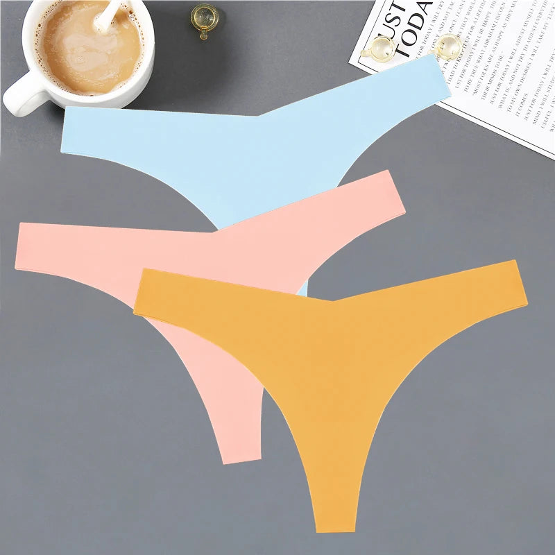 Women's Seamless V-Shaped Thong - Low Waist Soft Underwear