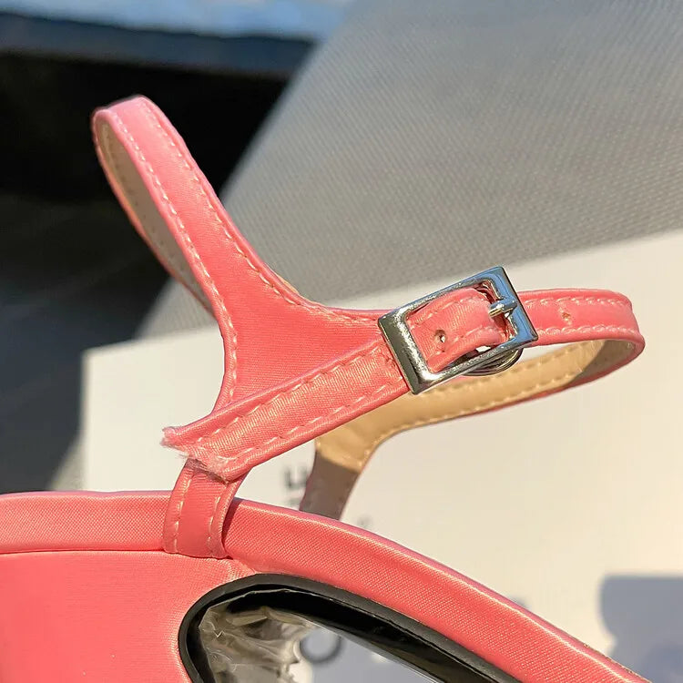 Women's Butterfly Rhinestone Thick Heel Sandals - Open Toe Party Shoes