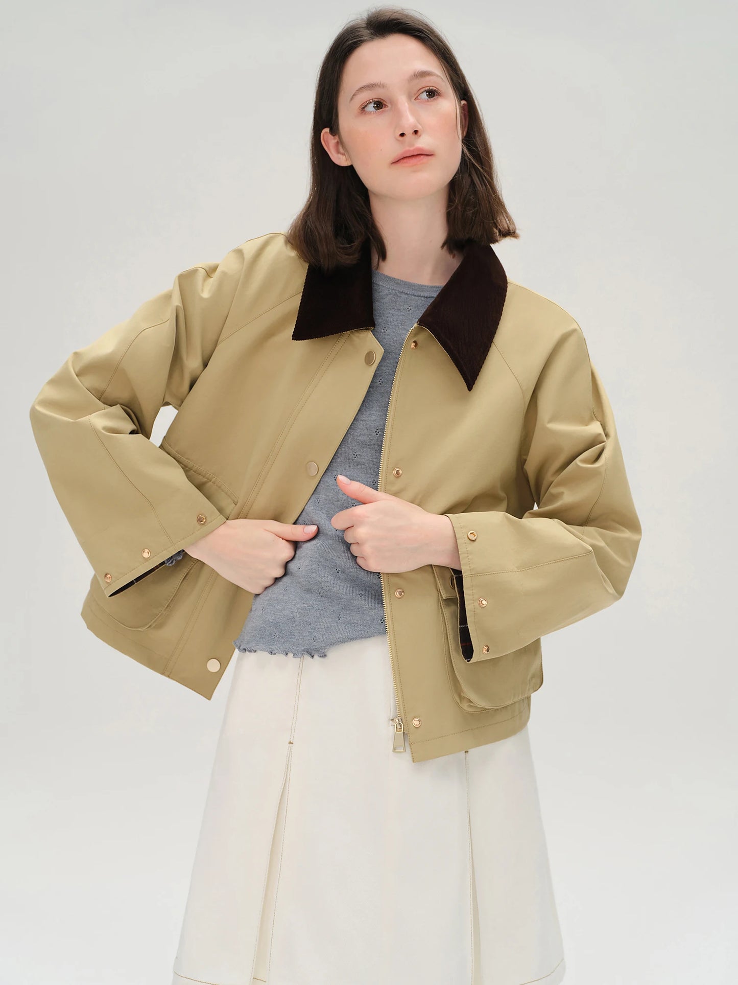 Women's Khaki Retro Barn Style Trench Coat - Long & Short Options