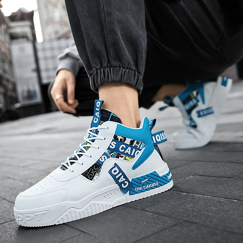 Platform Vulcanized High-Top Sneakers - Unisex Sports Shoes