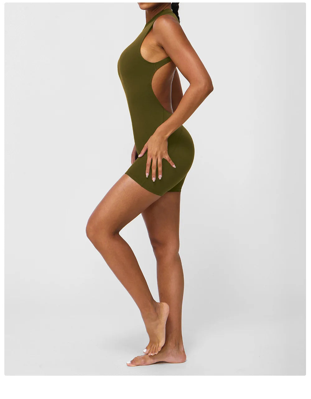Women's Slim Fit One-Piece Sports Jumpsuit — Sleeveless Open Back Yoga Set