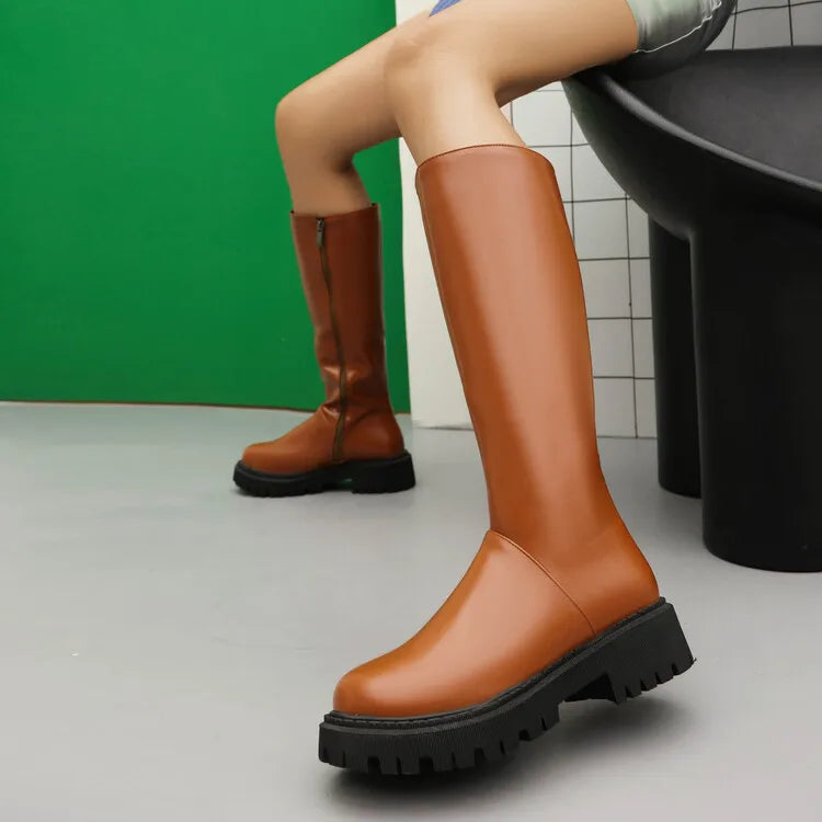 Faux Suede Ankle Boots - 5cm Flat Heel with Belt Buckle Detail