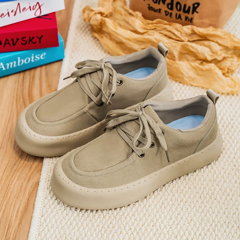 Men's Platform Suede Shoes Lace Up Shoes