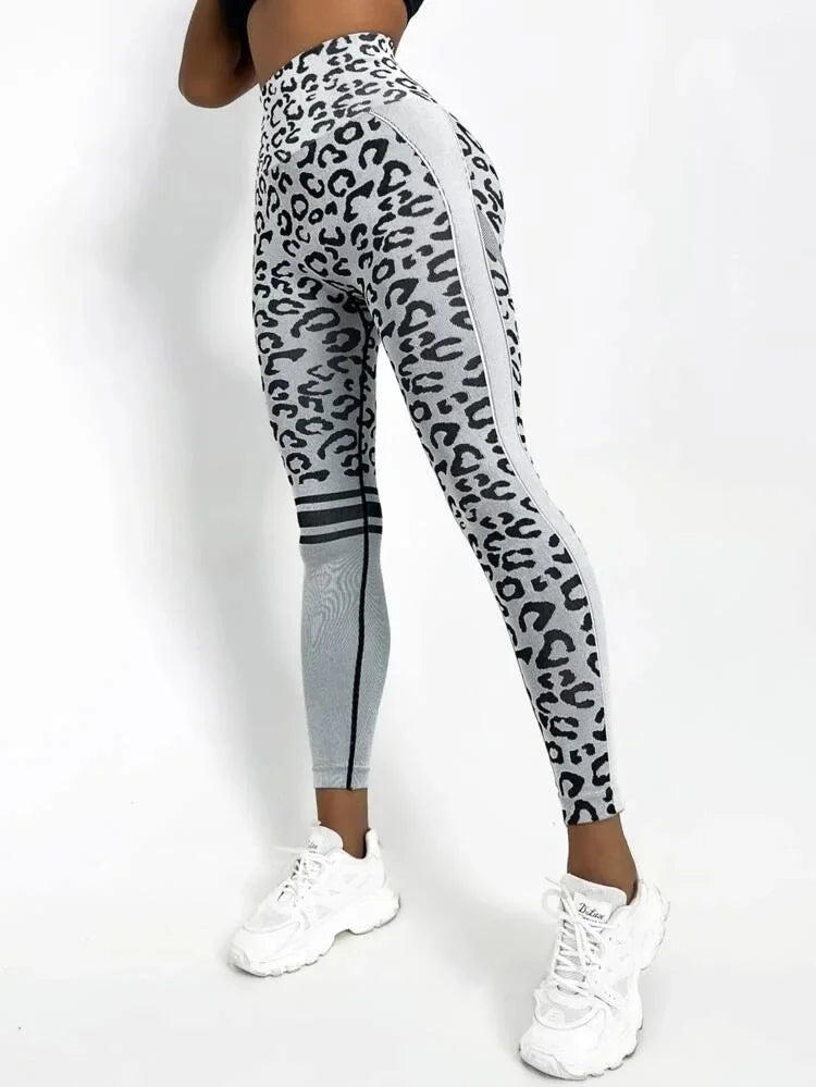 Women Leopard Seamless Yoga Pants High Waist Lifting Hip Tight Running Sports Leggings