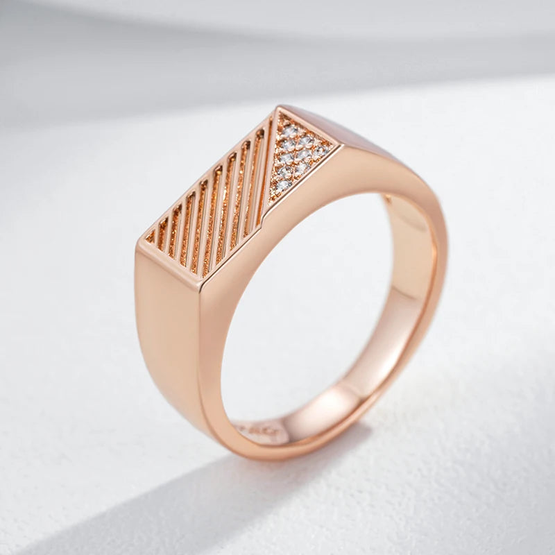 Unisex Square 585 Rose Gold Colour Natural Zircon Ring