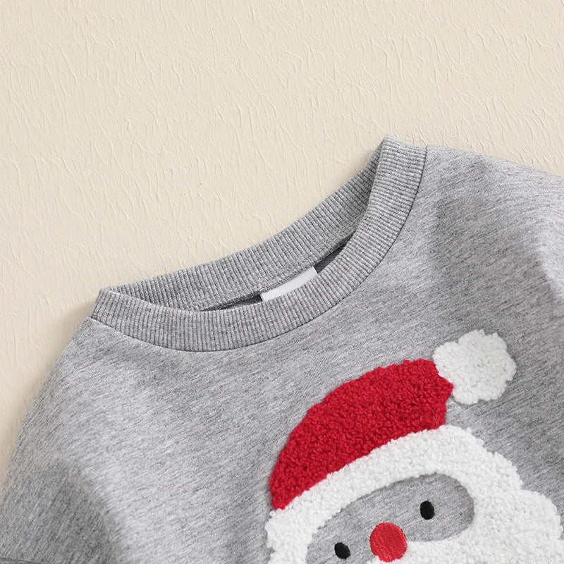 Christmas Santa Embroidery Fuzzy Romper - Baby Boys Girls Playsuit