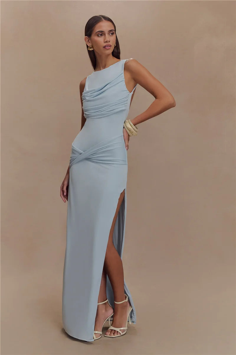 Backless Knit Tank Maxi Dress