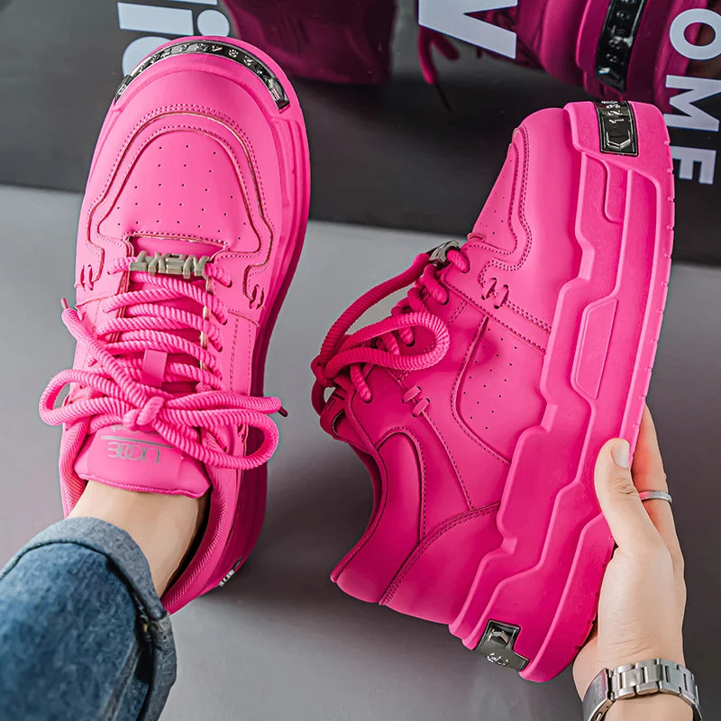 Men's Platform Sneakers - Metal Detail Sports Trainers