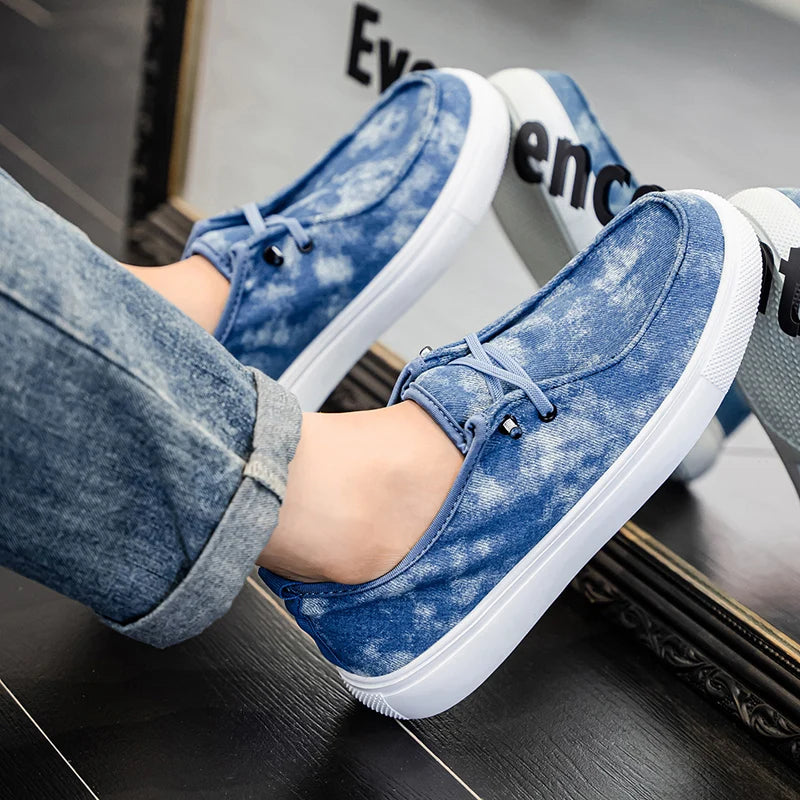 Men's Denim Casual Sneakers - Soft Skateboard Trainers