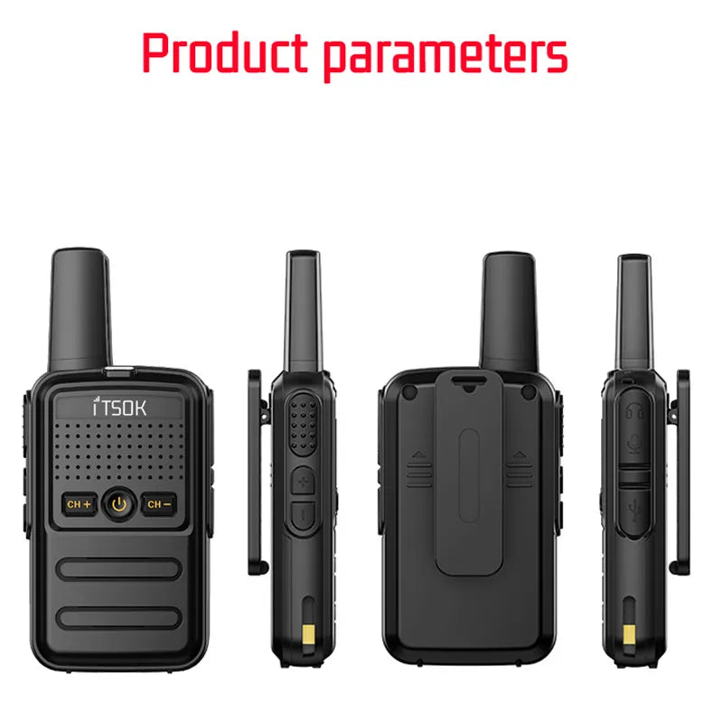 Children's 2pcs Mini Toy 1~5 Km UHF Two Way Transceiver Walkie Talkie Radio