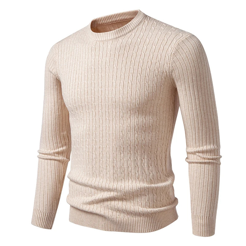 Slim Fit O-Neck Knit Pullover - Solid Colour Warm Sweater Unisex