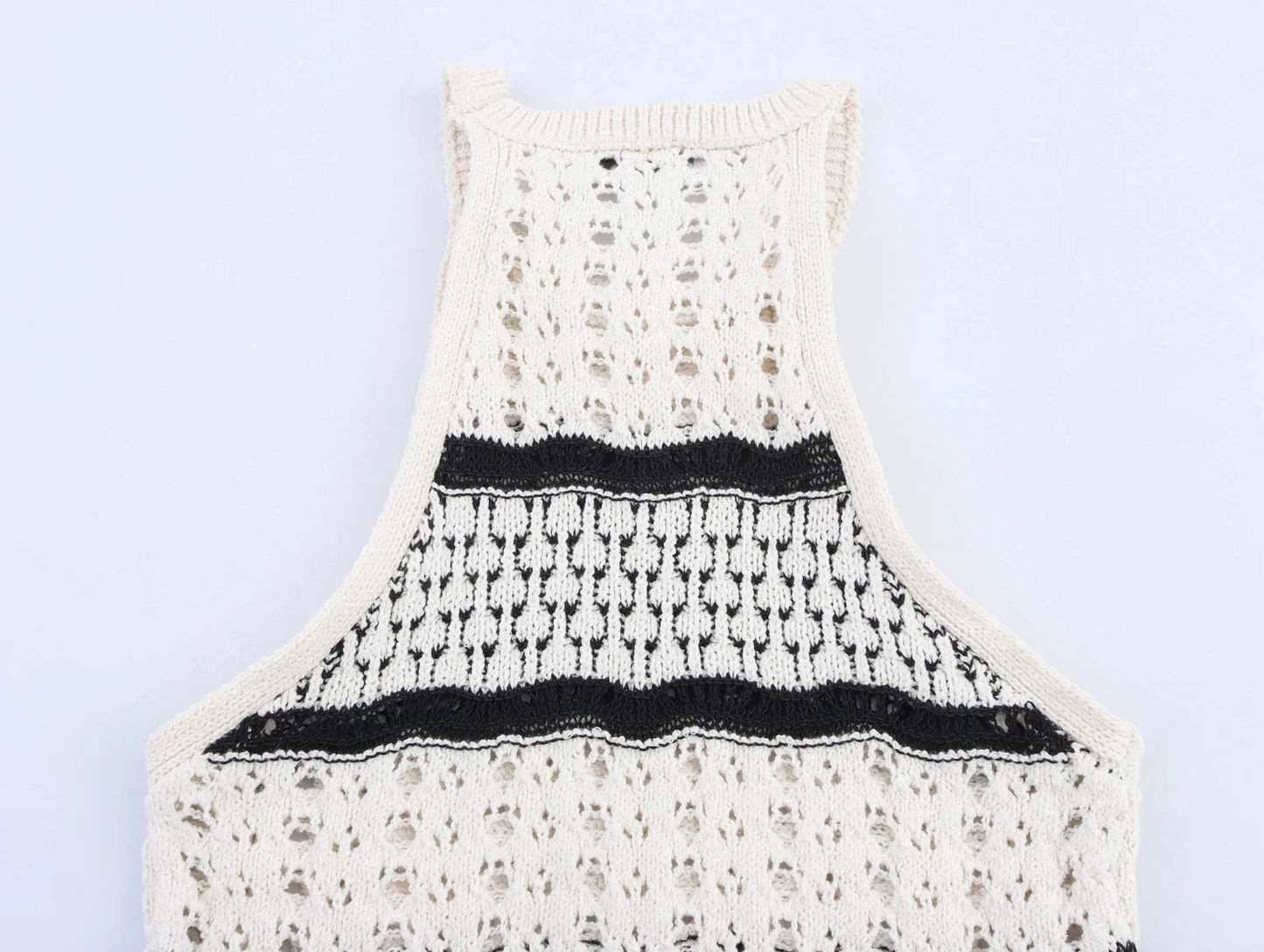 Striped Sleeveless Halter Neck Knitted Dress