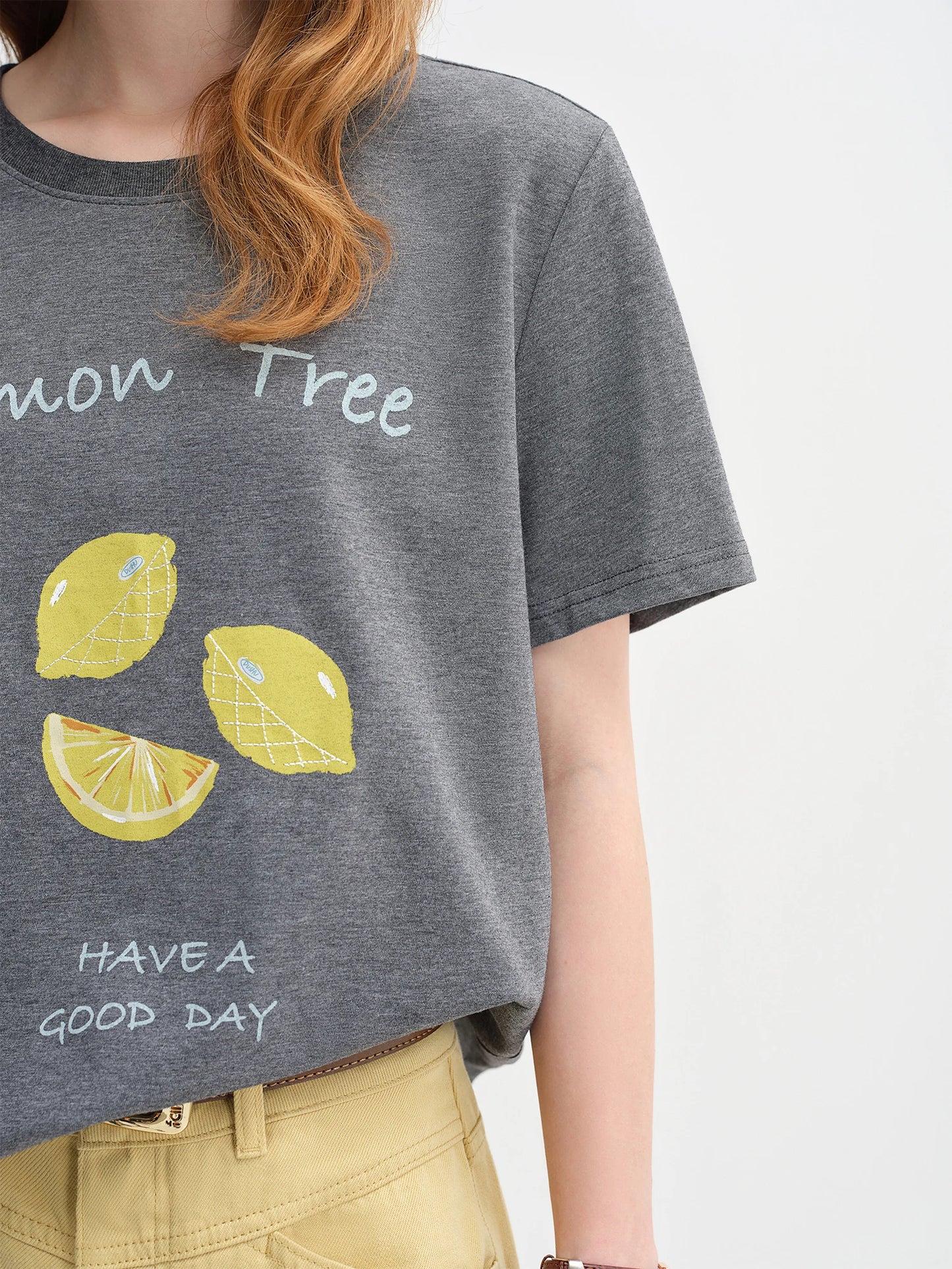 Fruit Print T-Shirt - Loose Fit Cotton Short Sleeve Top
