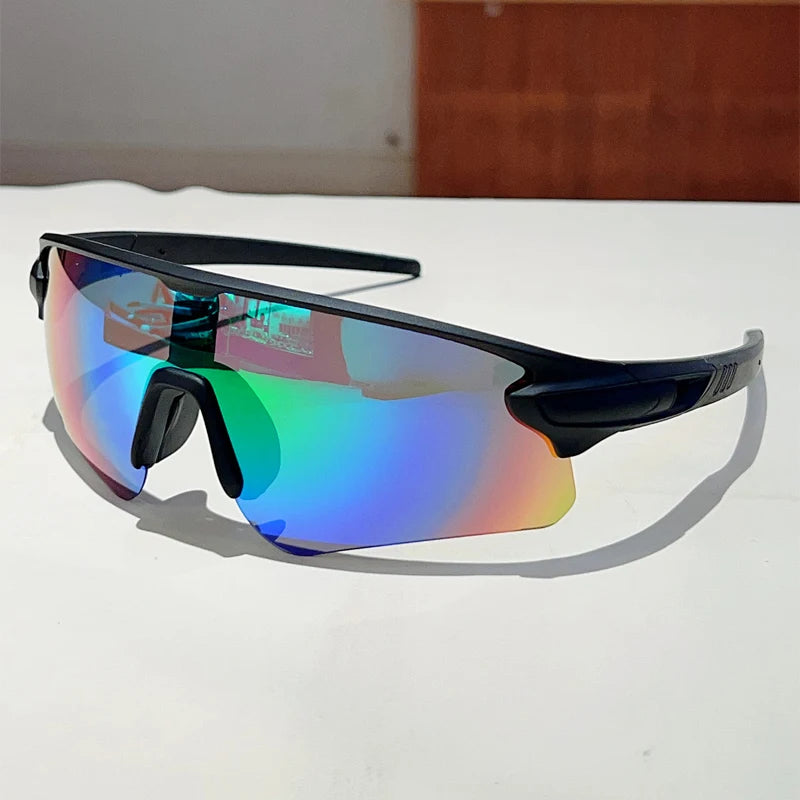 Men's Sports Goggle  Semi Rimless Mirror Outdoor Cycling Sunglasses Wrapped Round Windproof Shades for Fishing