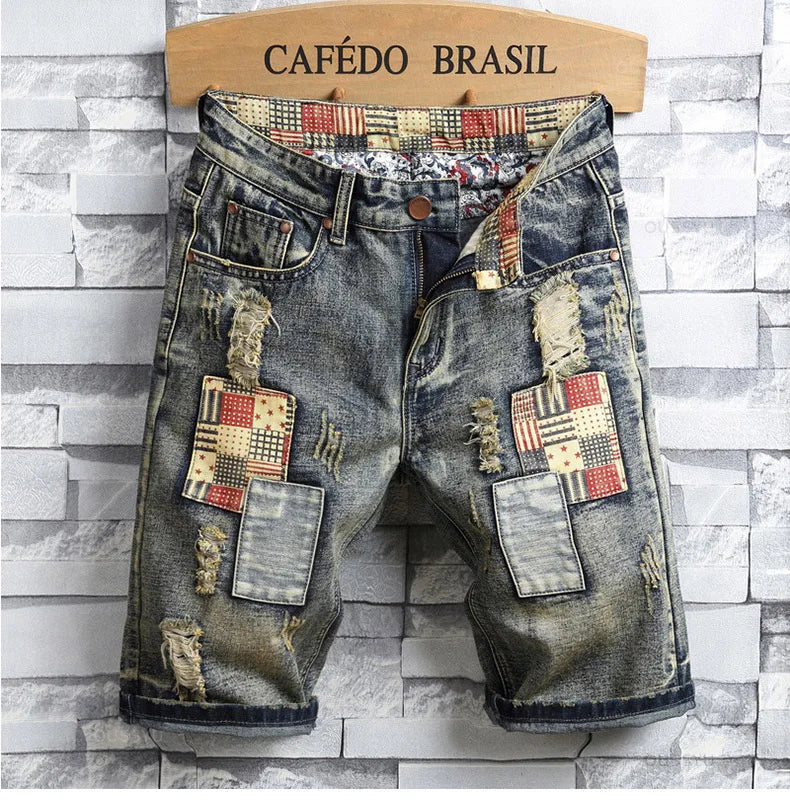 Men's Ripped Hole Denim Shorts