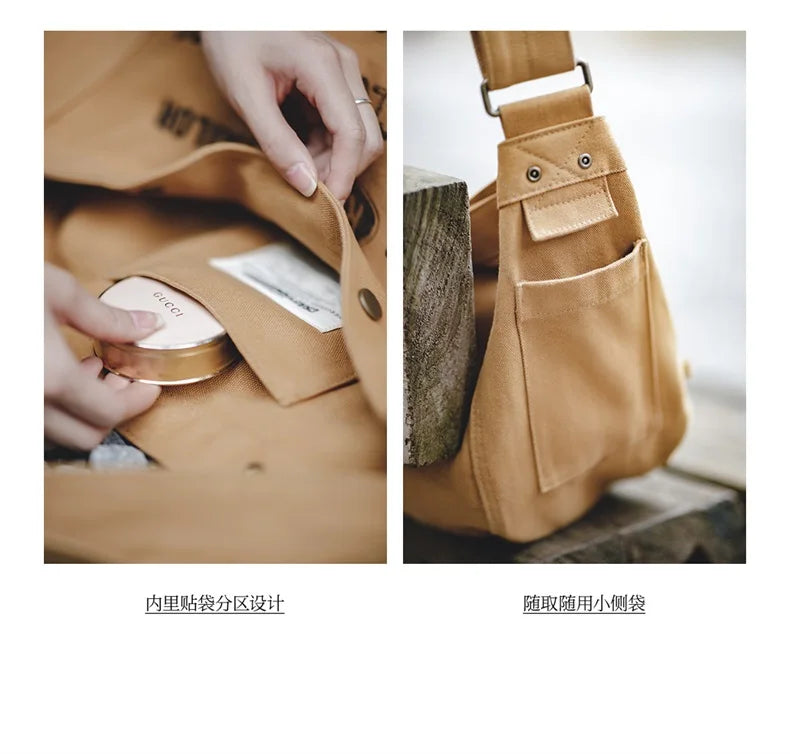 Retro Canvas Messenger Bag - Large Capacity Crossbody Tote