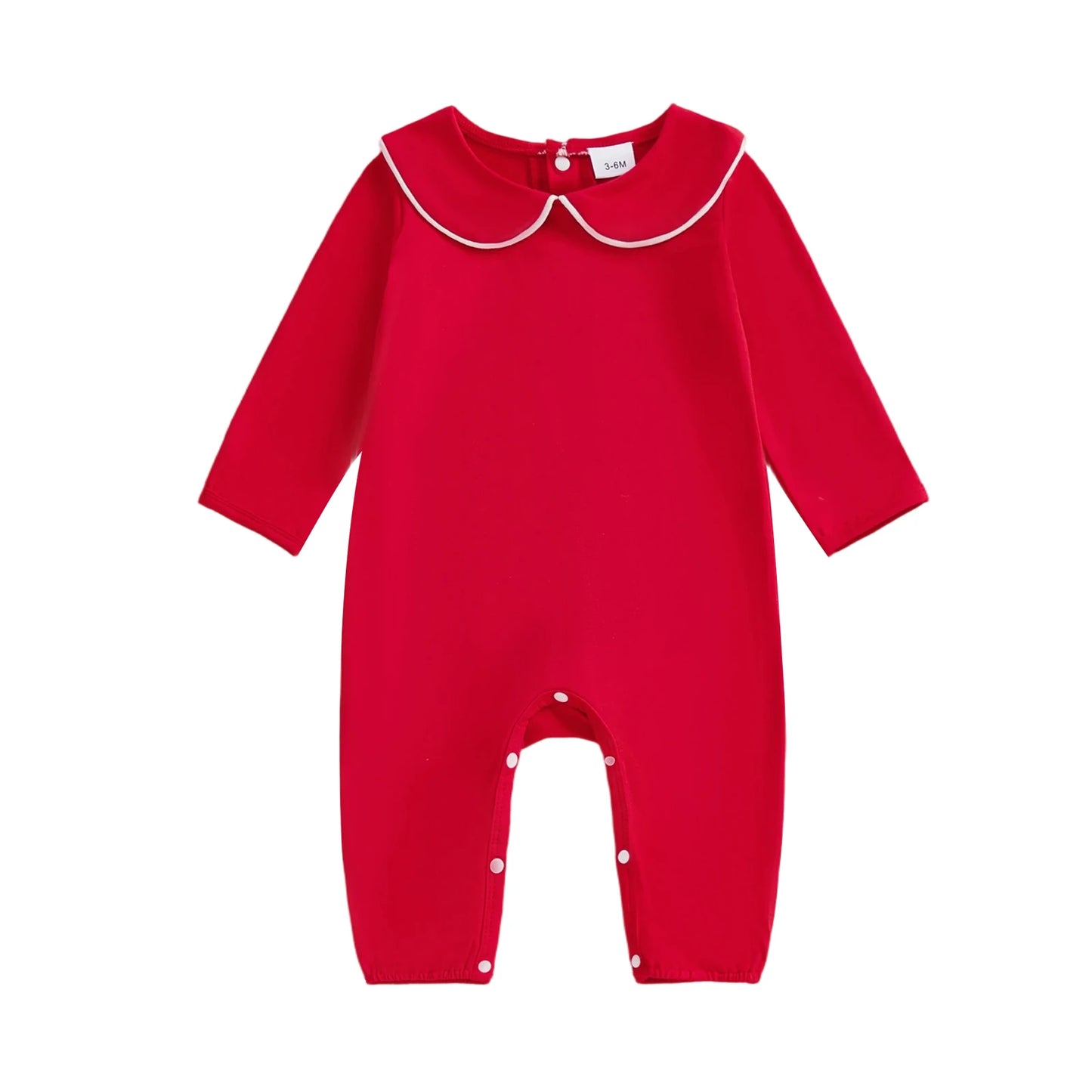 Baby Girls Boys Autumn Winter Long Sleeve Doll Collar Snap Closure Romper Jumpsuit