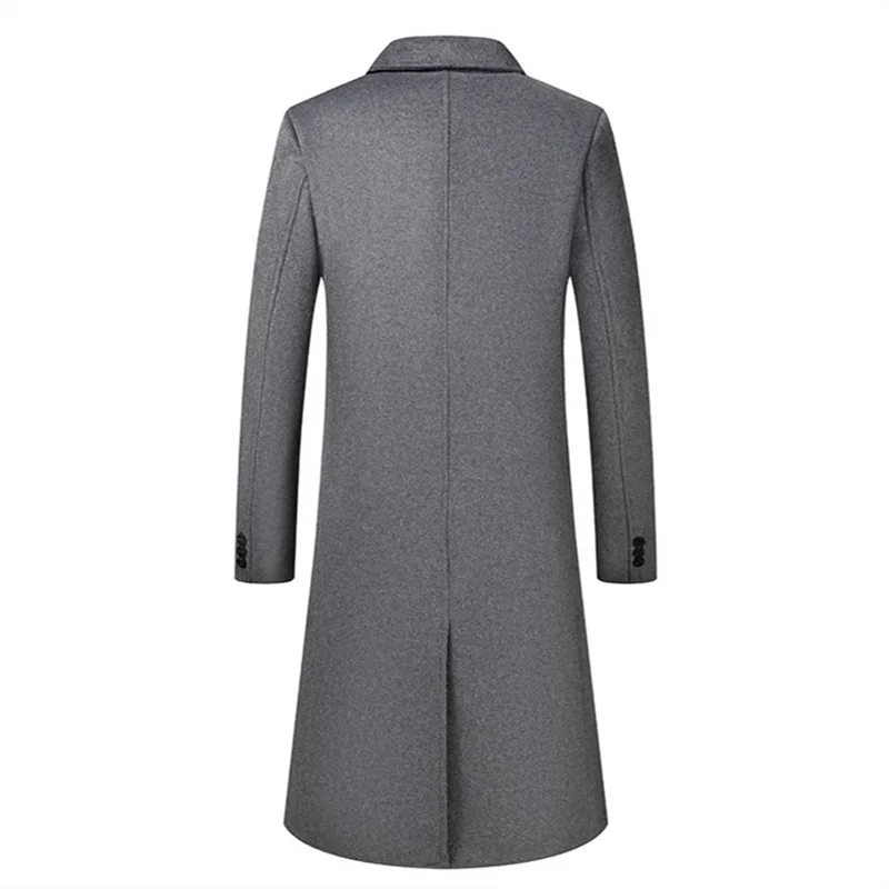 Men's Double Breasted Wool Blend Trench Coat - Smart Casual Winter Outerwear