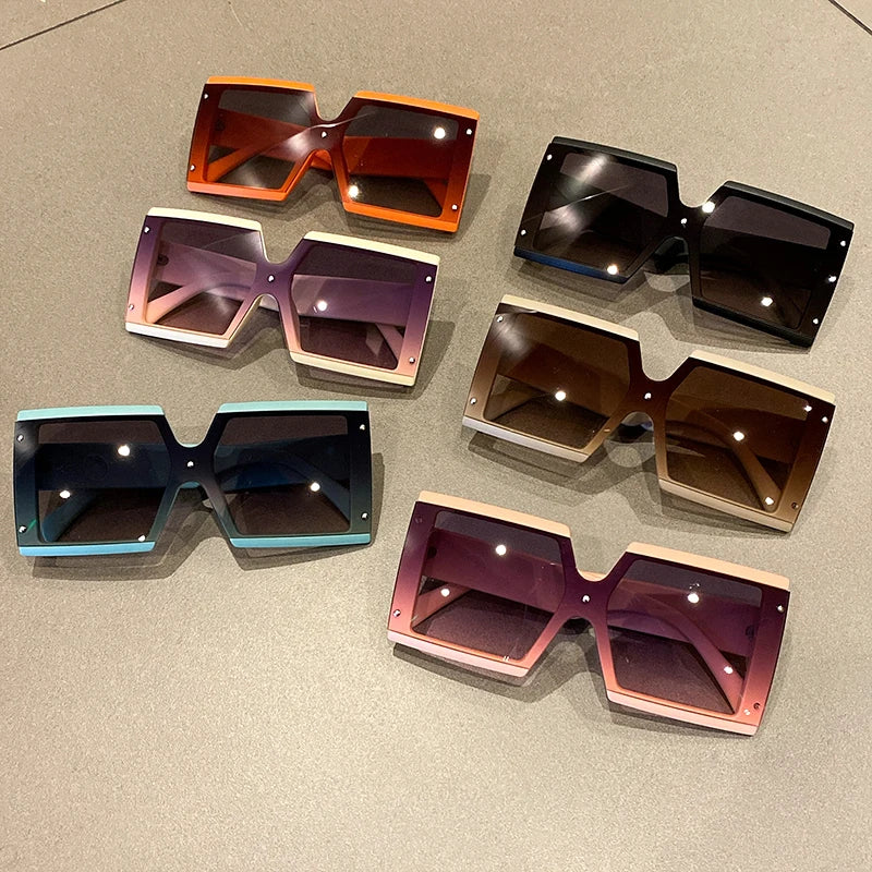 Women's Square Oversized One-pieces Gradient Sunglasses