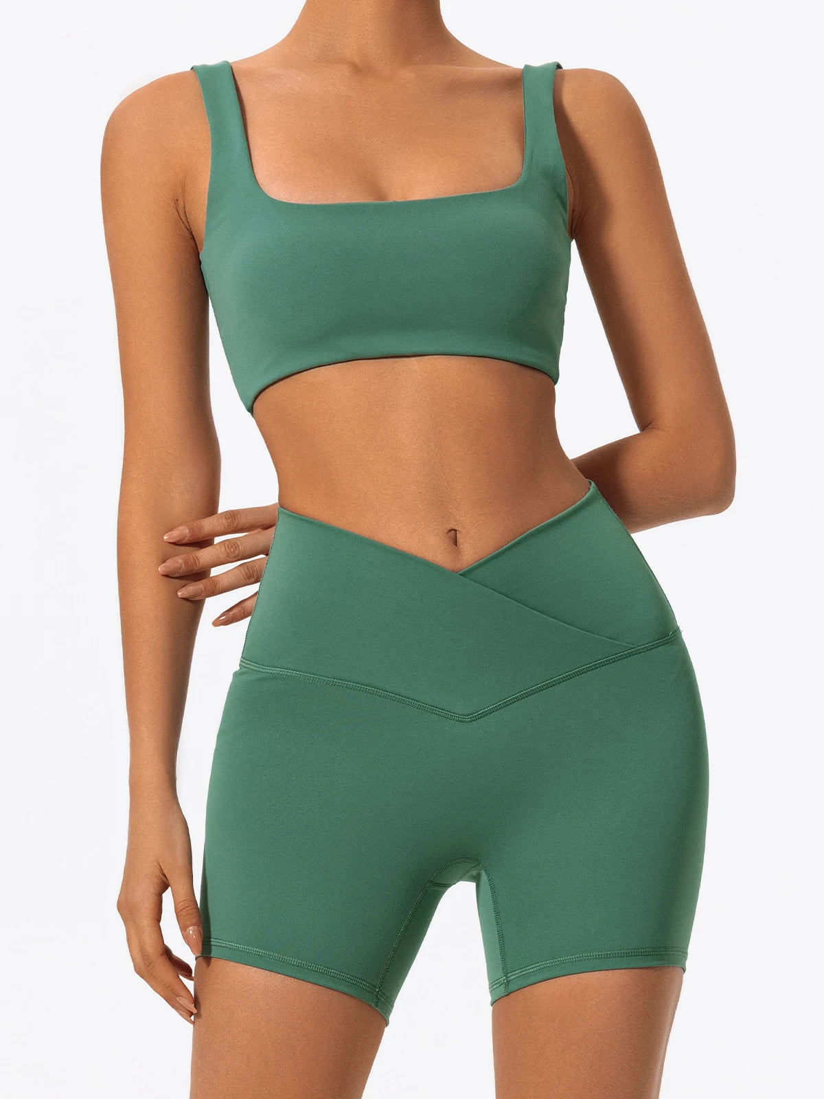 Cross Waist Gym Shorts - High Waist Breathable Cycling Yoga Shorts