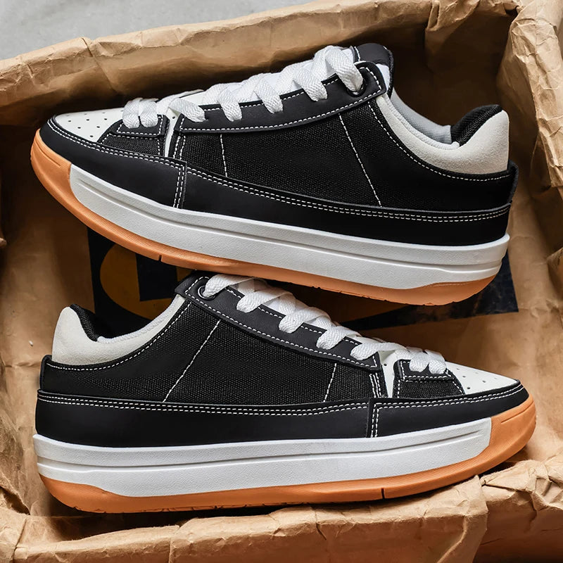 Men's Canvas Platform Sneakers - Vulcanized Skateboard Shoes