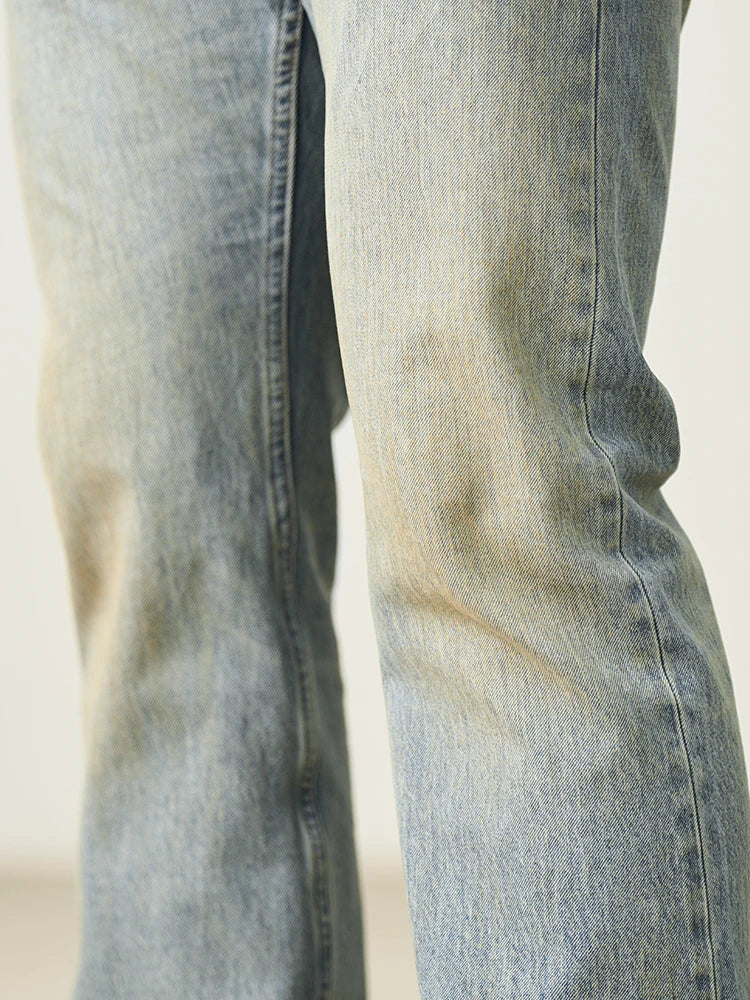 Men's Bootcut Jeans - Vintage Washed Denim with Stretch