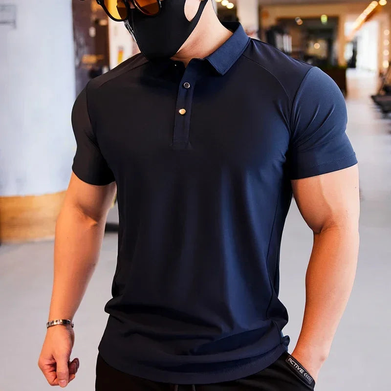 Men's Skinny Fit Sport Polo T-Shirt | Quick Dry Gym & Bodybuilding Tee