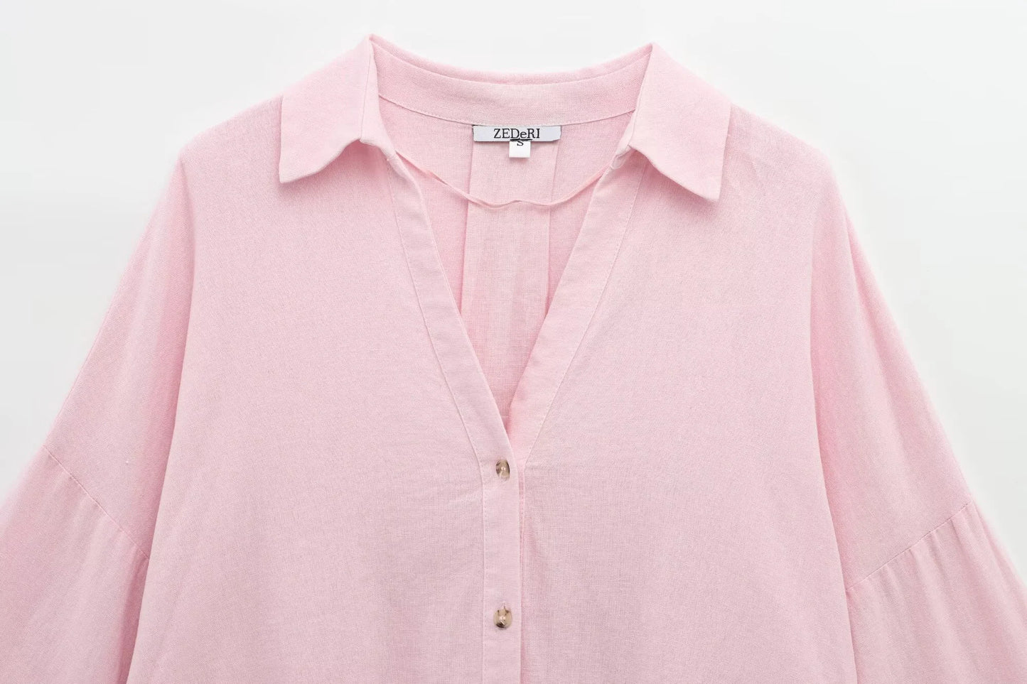 Women's Spring Linen Blend Wide Sleeve Comfortable Shirt