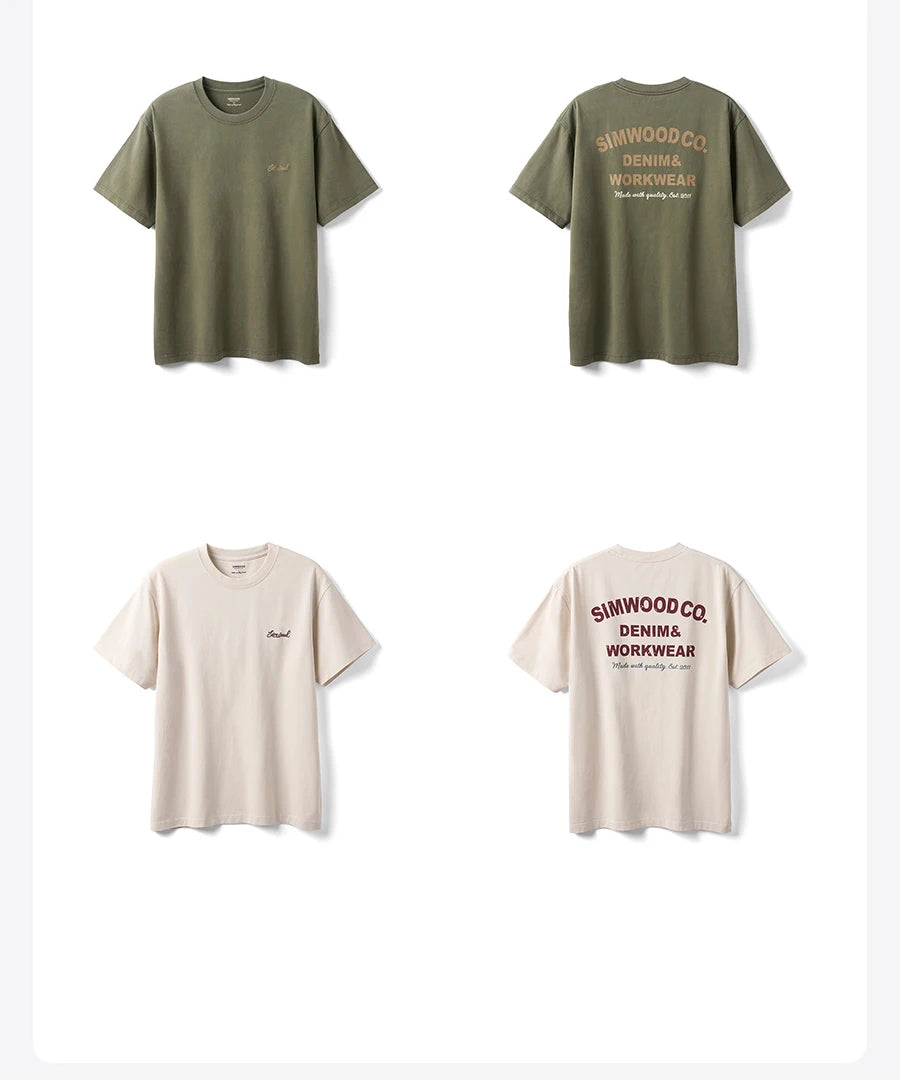 Men's Premium Cotton Vintage Letter Print T-Shirt - Washed Finish Plus Size