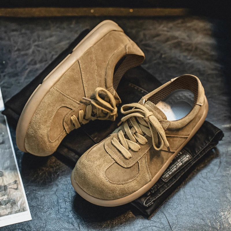 Men's Suede Leather Lace-up Flat Shoes