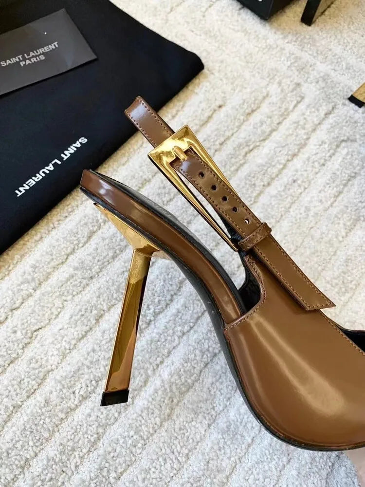Women's Pointed Stiletto Sandals - One-Line Buckle Strap High Heels
