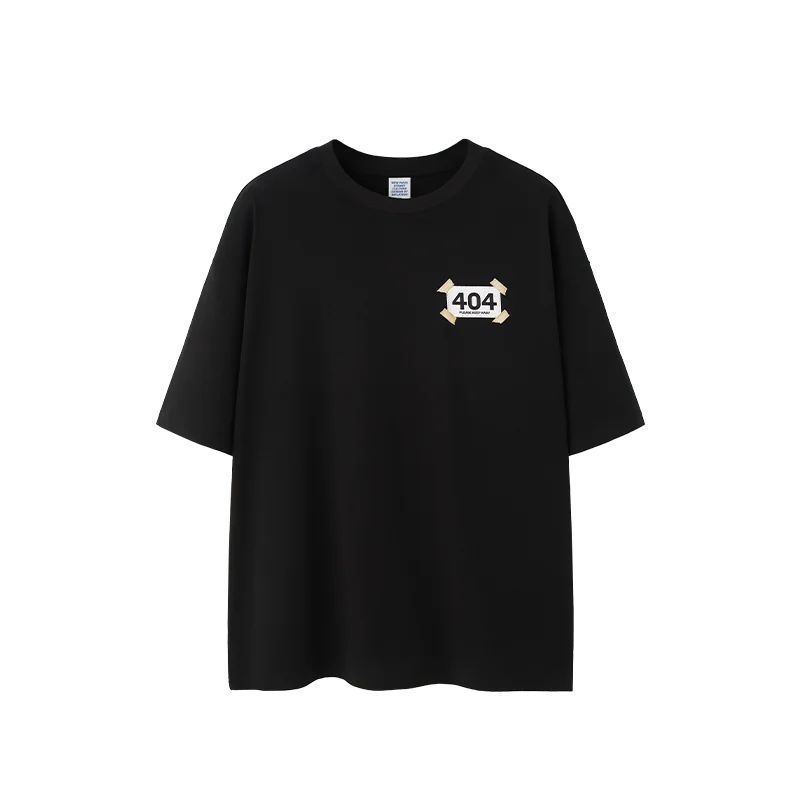 Unisex 404 Print 65G Heavyweight American Street Style Casual Short Sleeve T-Shirt