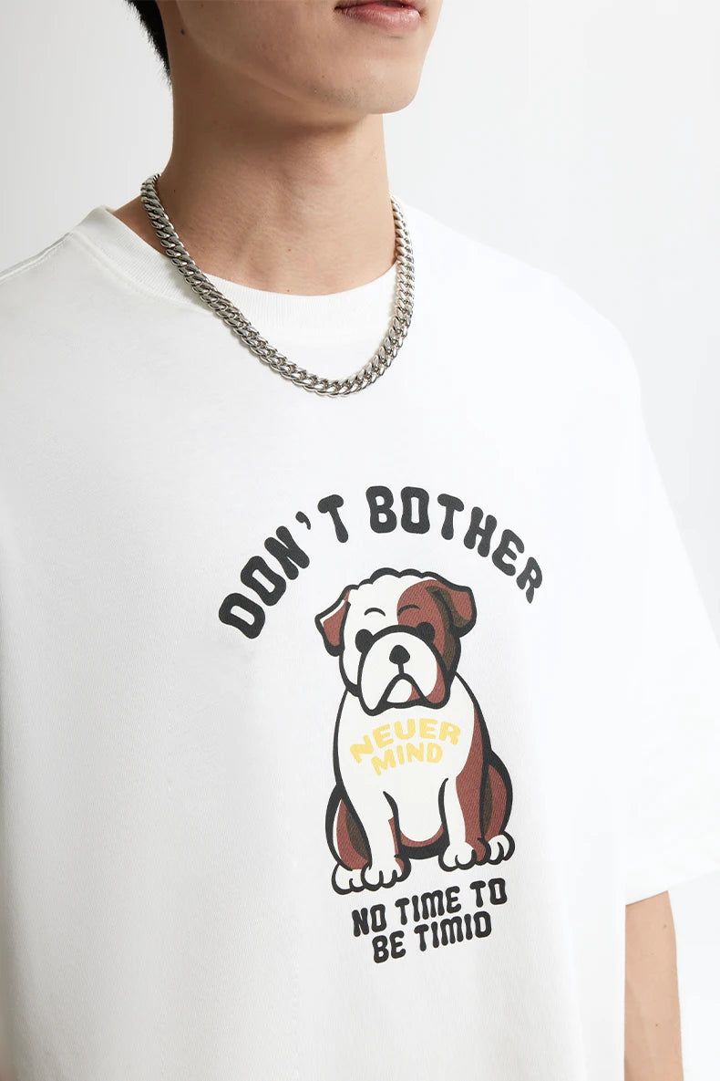 Men's French Bulldog Fun American Vintage 100% Cotton Heavyweight Casual Short Sleeve T-Shirt