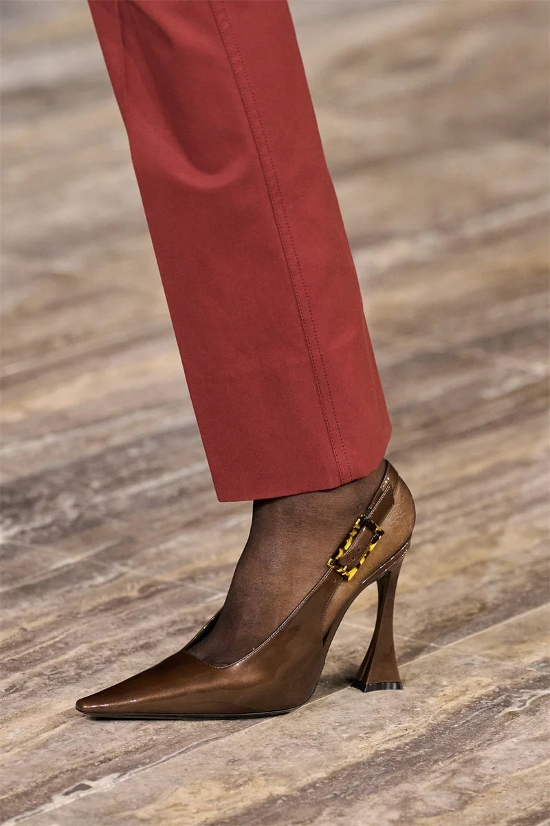 Women's Pointed Stiletto Sandals - One-Line Buckle Strap High Heels