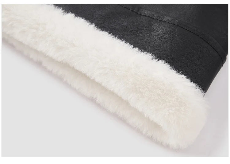 Quilted Faux Leather Cropped Jacket - Women's Winter Outerwear