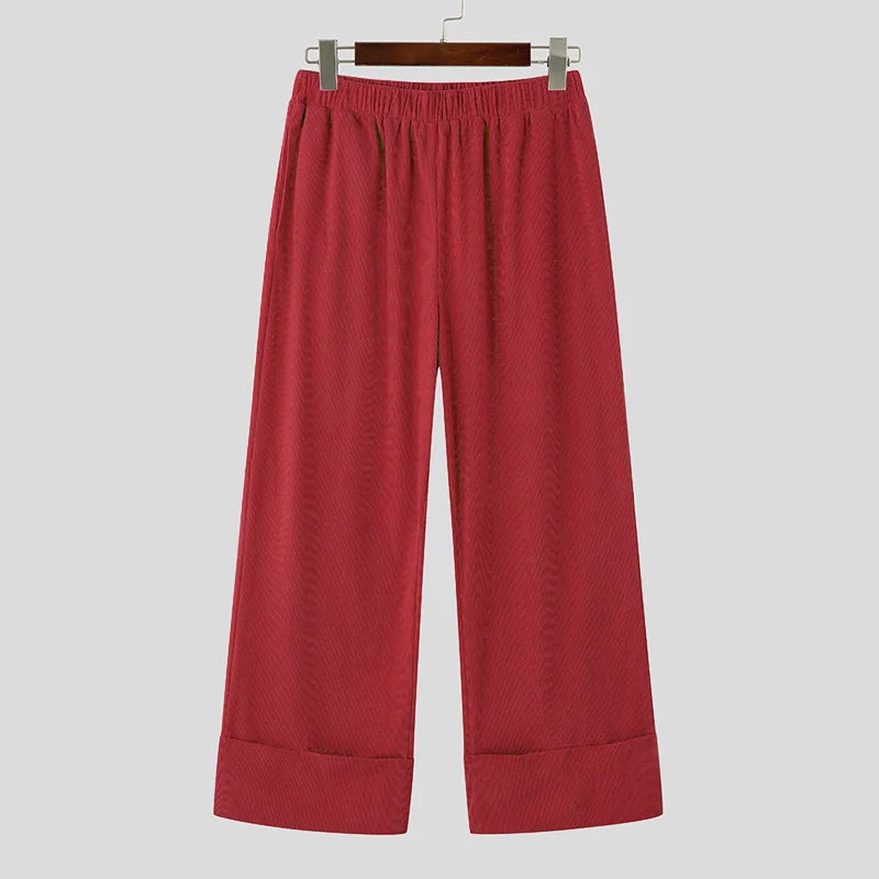 Men's Corduroy Fabric Wide Leg Trousers