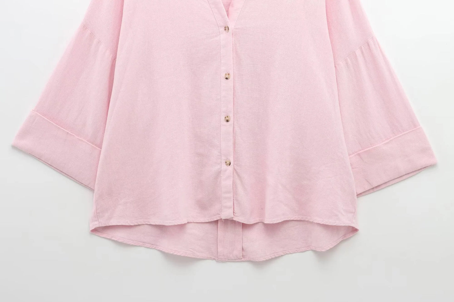 Women's Spring Linen Blend Wide Sleeve Comfortable Shirt